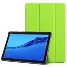 For Huawei MediaPad M5 Lite 10.0 inch Custer Pattern Pure Color Horizontal Flip Leather Case with Three-folding Holder & with Sleep / Wake-up Function(Green) - 1