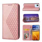 For OPPO Reno8 4G Global Cubic Grid Calf Texture Magnetic Leather Phone Case(Rose Gold) - 1