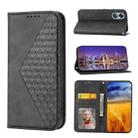 For OPPO Reno8 T 4G Global Cubic Grid Calf Texture Magnetic Leather Phone Case(Black) - 1