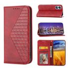 For OPPO Reno8 T 4G Global Cubic Grid Calf Texture Magnetic Leather Phone Case(Red) - 1