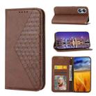 For OPPO Reno8 T 4G Global Cubic Grid Calf Texture Magnetic Leather Phone Case(Brown) - 1