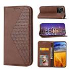 For Xiaomi Redmi 12C/11A Cubic Grid Calf Texture Magnetic Leather Phone Case(Brown) - 1