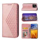 For Xiaomi Redmi 12C/11A Cubic Grid Calf Texture Magnetic Leather Phone Case(Rose Gold) - 1