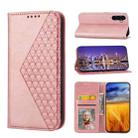 For Samsung Galaxy M14 5G Global Cubic Grid Calf Texture Magnetic Leather Phone Case(Rose Gold) - 1