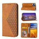 For Sony Xperia 1 V 5G Cubic Grid Calf Texture Magnetic Leather Phone Case(Yellow) - 1