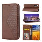 For Sony Xperia 10 V 4G Cubic Grid Calf Texture Magnetic Leather Phone Case(Brown) - 1