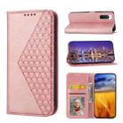 For Sony Xperia 10 V 4G Cubic Grid Calf Texture Magnetic Leather Phone Case(Rose Gold) - 1