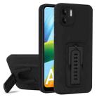 For Xiaomi Redmi A1 4G Strap Holder Shockproof Protective Phone Case with Lens Film(Black) - 1