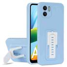 For Xiaomi Redmi A1 4G Strap Holder Shockproof Protective Phone Case with Lens Film(Blue + White) - 1