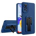 For Xiaomi Redmi Note 11S / Redmi Note 11 4G Global Strap Holder Shockproof Protective Phone Case with Lens Film(Blue + Black) - 1