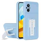 For Xiaomi Poco M4 / M5 5G Strap Holder Shockproof Protective Phone Case with Lens Film(Blue + White) - 1