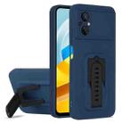 For Xiaomi Poco M4 / M5 5G Strap Holder Shockproof Protective Phone Case with Lens Film(Blue + Black) - 1