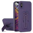 For iPhone XS Strap Holder Shockproof Protective Phone Case with Lens Film(Purple) - 1