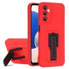 For Samsung Galaxy A54 5G Strap Holder Shockproof Protective Phone Case with Lens Film(Red + Black) - 1