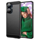 For Realme C55 Brushed Texture Carbon Fiber TPU Phone Case(Black) - 1