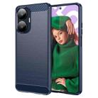 For Realme C55 Brushed Texture Carbon Fiber TPU Phone Case(Blue) - 1