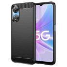 For OPPO A58 5G Brushed Texture Carbon Fiber TPU Phone Case(Black) - 1
