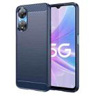 For OPPO A58X 5G Brushed Texture Carbon Fiber TPU Phone Case(Blue) - 1