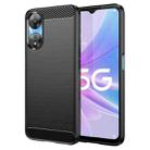 For OPPO A78 5G Brushed Texture Carbon Fiber TPU Phone Case(Black) - 1