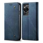 For Huawei P60/P60 Pro Denim Texture Leather Phone Case(Blue) - 1