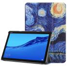 For Huawei MediaPad M5 Lite 10.0 inch Custer Painted PU Leather Case with Sleep / Wake-up Function & 3-Fold Holder(Starry Sky) - 1