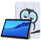 For Huawei MediaPad M5 Lite 10.0 inch Custer Painted PU Leather Case with Sleep / Wake-up Function & 3-Fold Holder(Owl) - 1