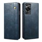 For Huawei P60/P60 Pro Oil Wax Crazy Horse Texture Leather Phone Case(Blue) - 1