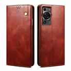 For Huawei P60/P60 Pro Oil Wax Crazy Horse Texture Leather Phone Case(Brown) - 1