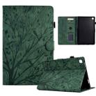 For iPad 10.2 2019 2020 / iPad 10.5 2017 2019 Fortune Tree Pressure Flower PU Tablet Case with Wake-up / Sleep Function(Green) - 1