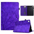 For iPad 10.2 2019 2020 / iPad 10.5 2017 2019 Fortune Tree Pressure Flower PU Tablet Case with Wake-up / Sleep Function(Purple) - 1