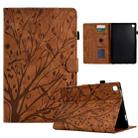 For iPad 10.2 2019 2020 / iPad 10.5 2017 2019 Fortune Tree Pressure Flower PU Tablet Case with Wake-up / Sleep Function(Brown) - 1