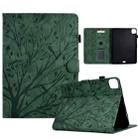 For iPad Pro 11 / Air 4 10.9 2020 / Air 5 10.9 Fortune Tree Pressure Flower PU Tablet Case with Wake-up / Sleep Function(Green) - 1
