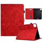 For iPad Pro 11 / Air 4 10.9 2020 / Air 5 10.9 Fortune Tree Pressure Flower PU Tablet Case with Wake-up / Sleep Function(Red) - 1