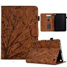 For Amazon Fire HD 8 / HD 8 Plus 2020 2022 Fortune Tree Pressure Flower PU Tablet Case with Wake-up / Sleep Function(Brown) - 1