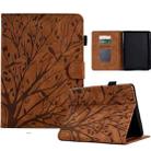 For Amazon Kindle 11th 2022 Fortune Tree Pressure Flower PU Tablet Case with Wake-up / Sleep Function(Brown) - 1