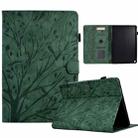 For Amazon Fire HD 10 Plus / HD 10 2021 Fortune Tree Pressure Flower PU Tablet Case with Wake-up / Sleep Function(Green) - 1