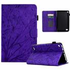 For Amazon Fire 7 2015 2017 2019 Fortune Tree Pressure Flower PU Tablet Case with Wake-up / Sleep Function(Purple) - 1