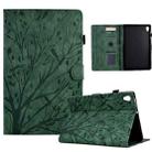 For Lenovo M10 HD 2nd X306X Fortune Tree Pressure Flower PU Tablet Case with Wake-up / Sleep Function(Green) - 1