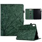 For iPad mini 2021 / mini 6 Fortune Tree Pressure Flower PU Tablet Case with Wake-up / Sleep Function(Green) - 1