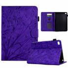For iPad mini 1 / 2 / 3 / 4 / 5 Fortune Tree Pressure Flower PU Tablet Case with Wake-up / Sleep Function(Purple) - 1