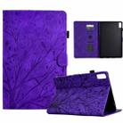 For Lenovo Tab M9 Fortune Tree Pressure Flower PU Tablet Case with Wake-up / Sleep Function(Purple) - 1