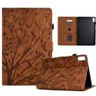 For Lenovo Tab M9 Fortune Tree Pressure Flower PU Tablet Case with Wake-up / Sleep Function(Brown) - 1