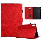 For Lenovo Tab P11 Gen 2 Fortune Tree Pressure Flower PU Tablet Case with Wake-up / Sleep Function(Red) - 1