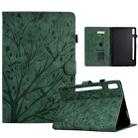 For Lenovo Tab P11 Pro Gen 2 Fortune Tree Pressure Flower PU Tablet Case with Wake-up / Sleep Function(Green) - 1