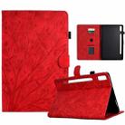 For Lenovo Tab P11 Pro Gen 2 Fortune Tree Pressure Flower PU Tablet Case with Wake-up / Sleep Function(Red) - 1