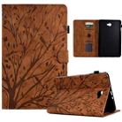 For Samsung Galaxy Tab A 10.1 2016 Fortune Tree Pressure Flower PU Tablet Case with Wake-up / Sleep Function(Brown) - 1