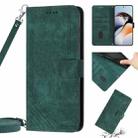 For OnePlus 10 Pro Skin Feel Stripe Pattern Leather Phone Case with Lanyard(Green) - 1