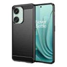 For OnePlus Ace 2 Brushed Texture Carbon Fiber TPU Phone Case(Black) - 1