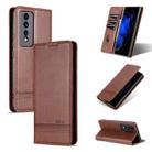 For Honor 80 GT AZNS Magnetic Calf Texture Flip Leather Phone Case(Dark Brown) - 1
