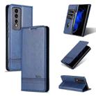 For Honor 80 GT AZNS Magnetic Calf Texture Flip Leather Phone Case(Dark Blue) - 1